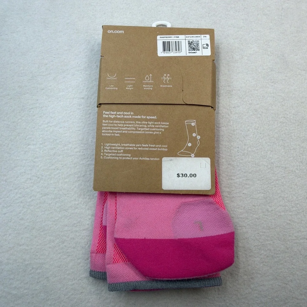 On Cloud Elite Run Sock High Medium Mens 8-9.5 / Womens 9.5-11 Raspberry/Pink